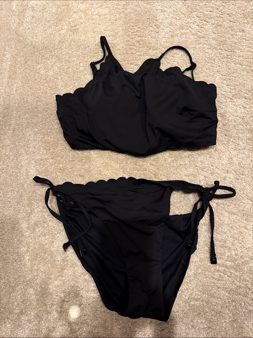 Sea Level size 8. Black Scallop Edge Two-Piece Swim Set
